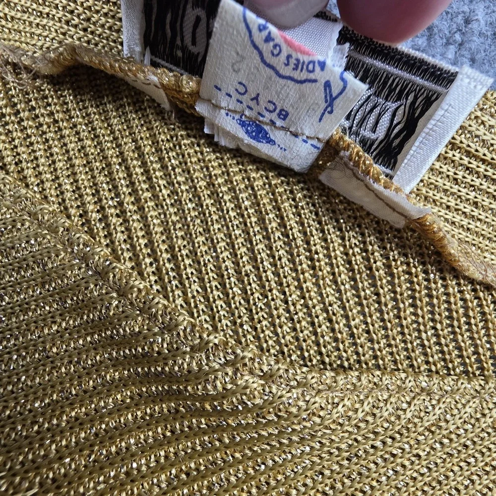 Vintage Joseph Magnin Women's 12 Gold Metallic Knit  Sweater Top 80s Glam Blouse - Picture 9 of 12